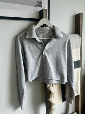 Sunday Best Gray Cropped Collared Sweater